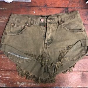 mustard seed denim shorts